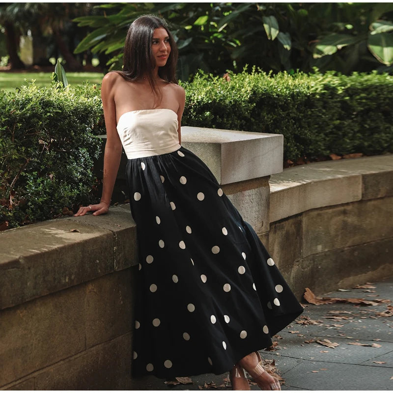 1 Sexy Patchwork Polka Dots Backless dress