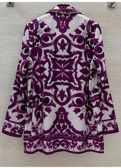 Long sleeve majolica print Two-piece Set