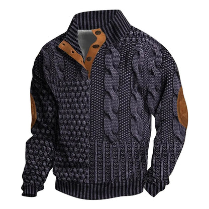 Men'S 3d Jacquard Printed Half Button