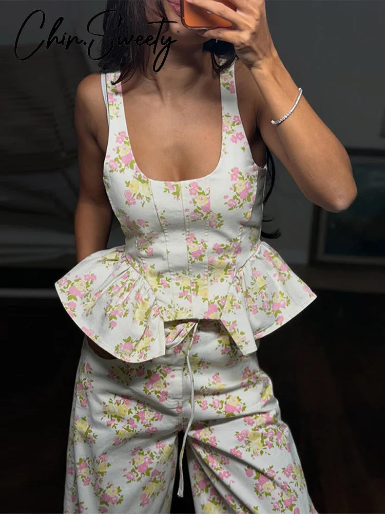 Elegant Printed Vest Trouser
