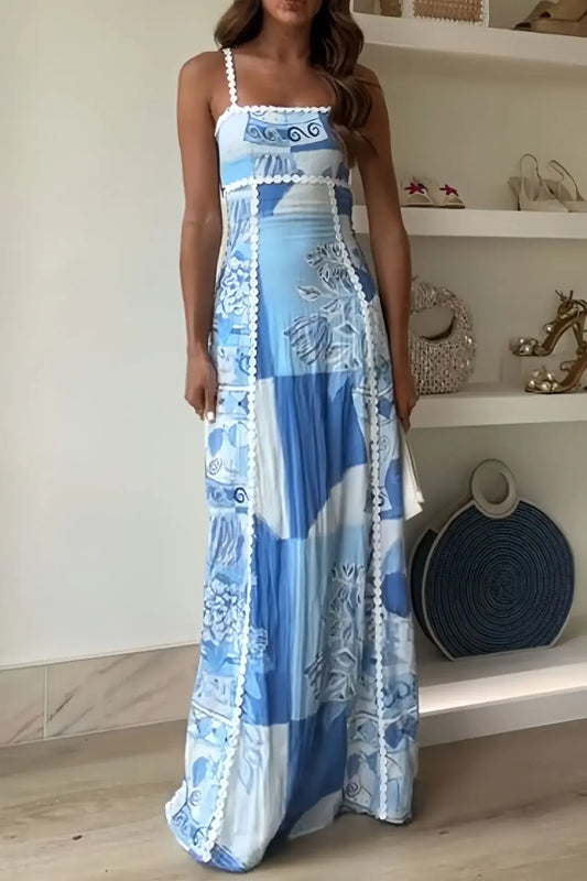 Butterfly back Knot Greece Dress Blue