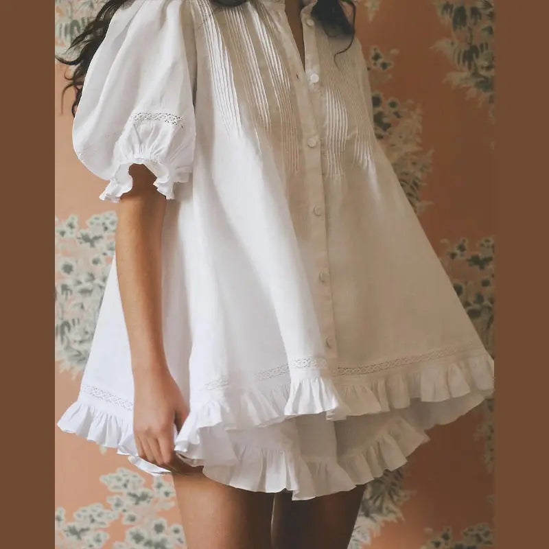 White puff sleeve set