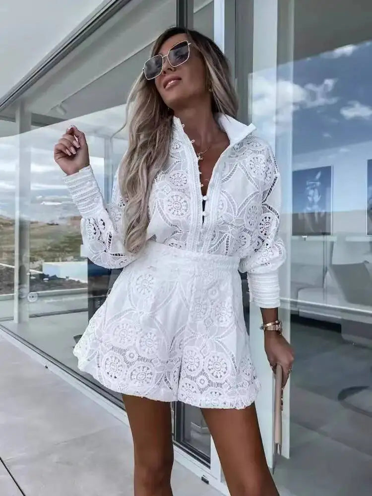 Lace Shorts Two Pieces Set