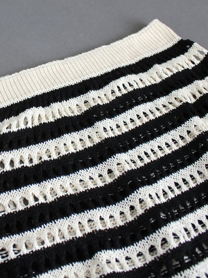 Knitted striped crochet skirt