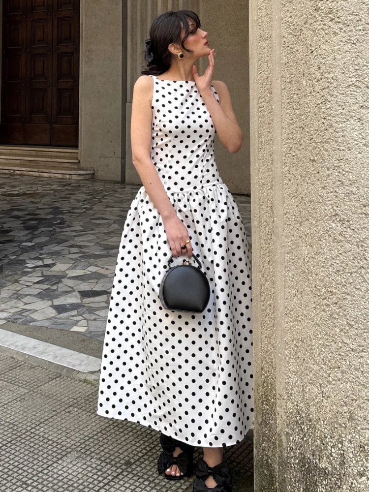 Elegant Women Polka Dot Midi