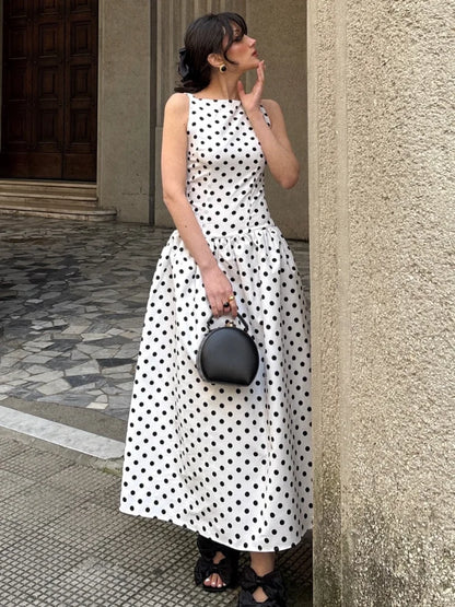 Elegant Women Polka Dot Midi