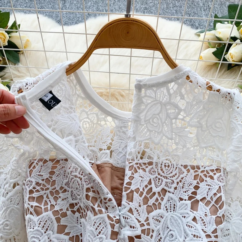 Baby blue Lace self portrait dress