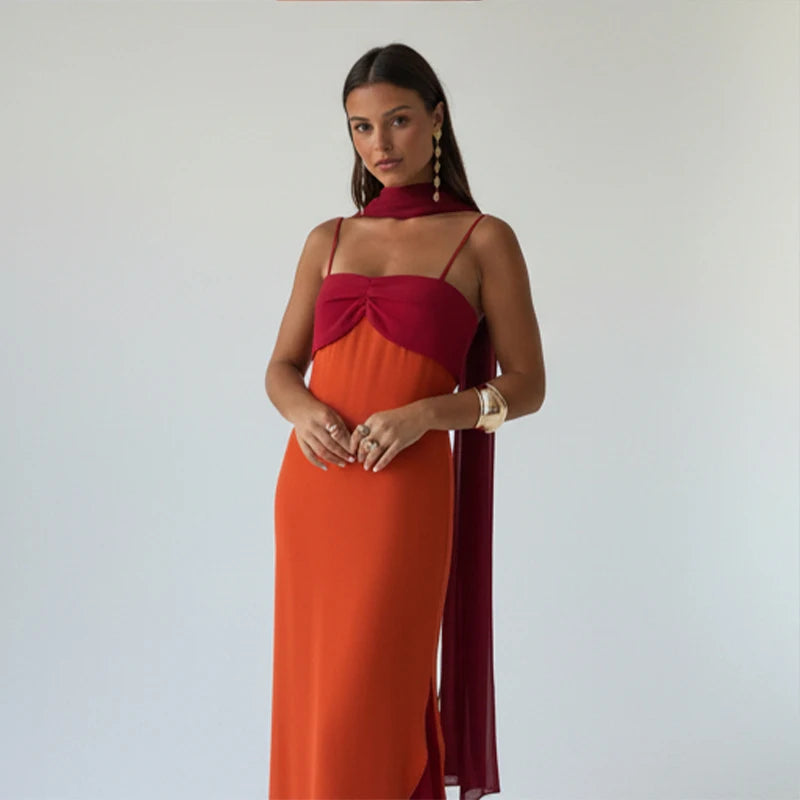 Red orange Scarf Collar
