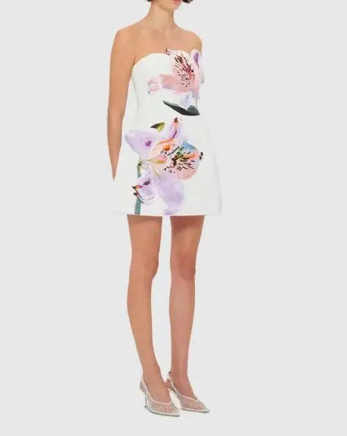 Elegant 3d Flower Patchwork A-Line Dress