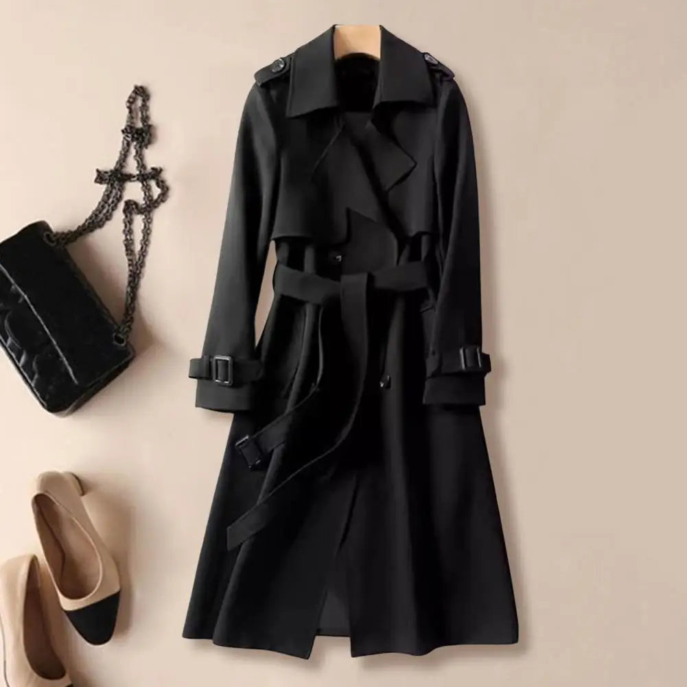 Trench Lapel Long Coats Fashion Double Breasted Jacket