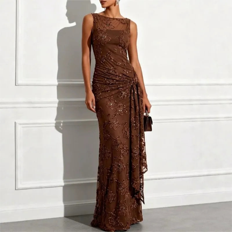 Women's Formal Evening Gowns Lace Applique Sleeveless Mermaid Evening Dresses Elegant Formal Party Gowns Prom Cocktail Gowns