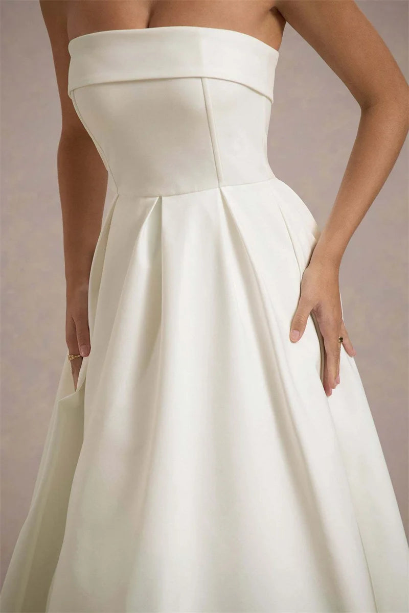 Strapless Midi Dress A-Line - Shellss