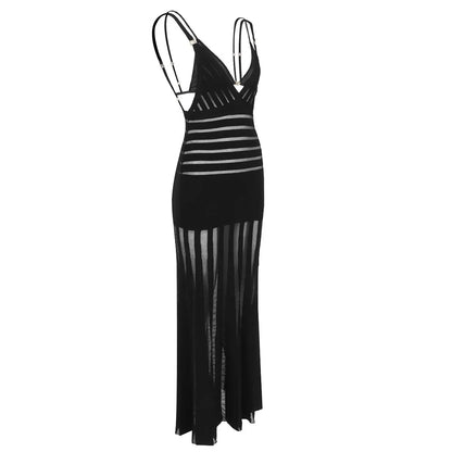 Semi Sheer Black Dress- Party Premium collection