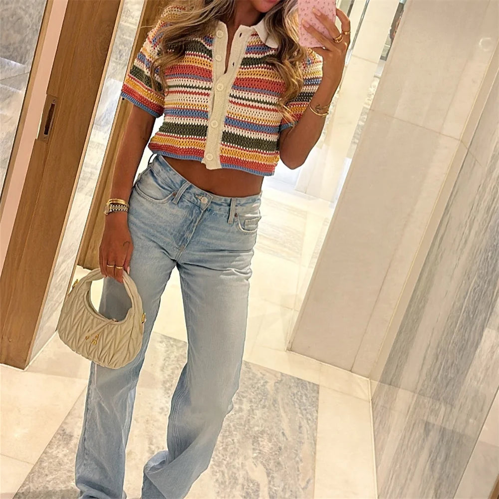 Striped Knit Colorful Set