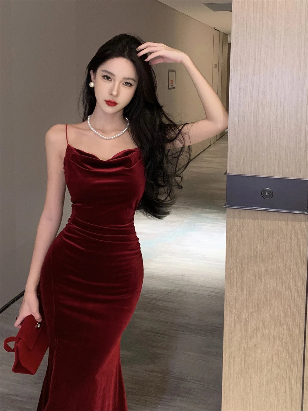 Burgandy velvet Party dress