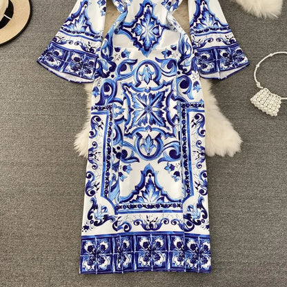 Summer Runway Blue And White Dolce Dress