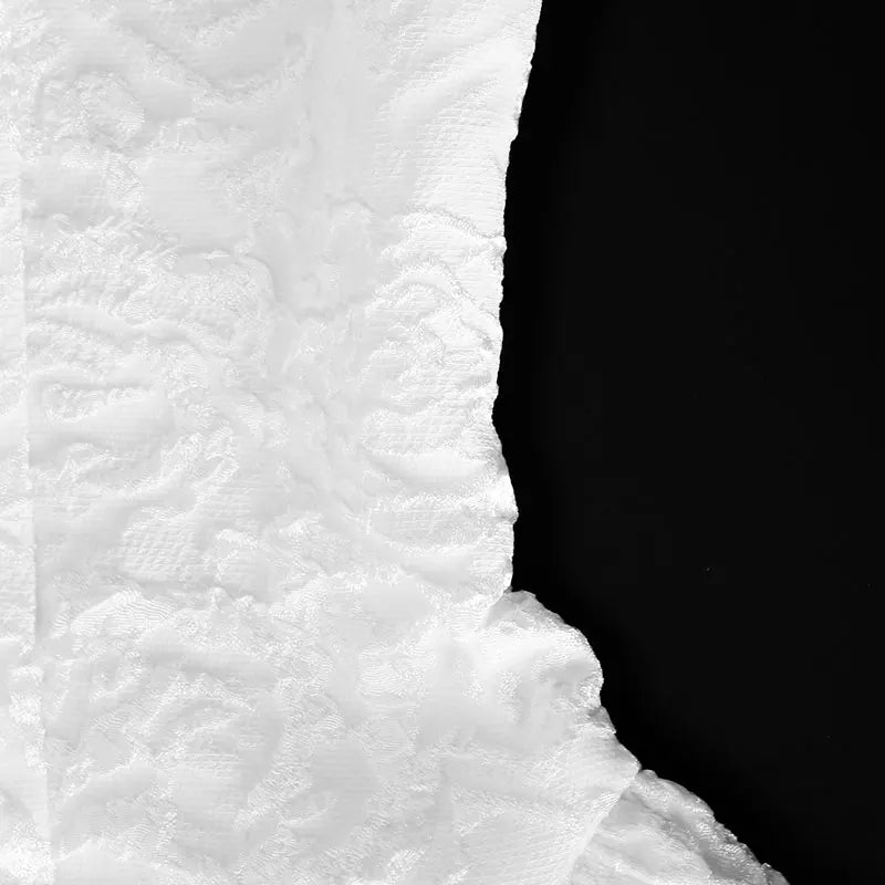 White Mini Waist clinching square neck A Line