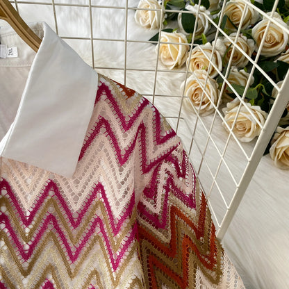 Retro Hollow out Wave Knit Set