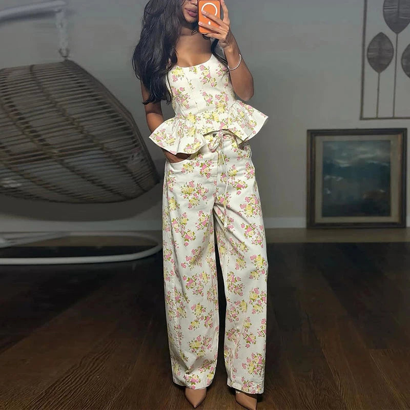 Elegant Printed Vest Trouser