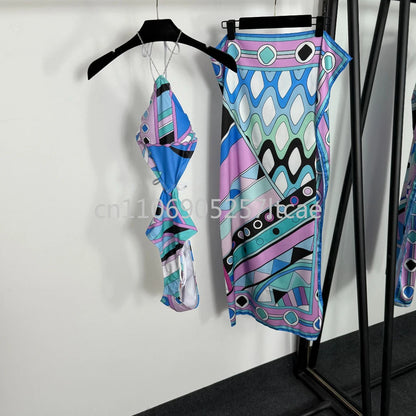 Luxury Design Pink Scarf Swimsuits