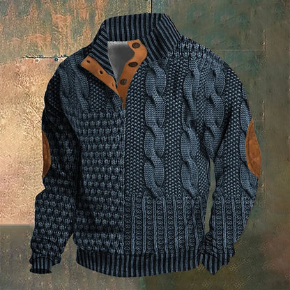 Men'S 3d Jacquard Printed Half Button