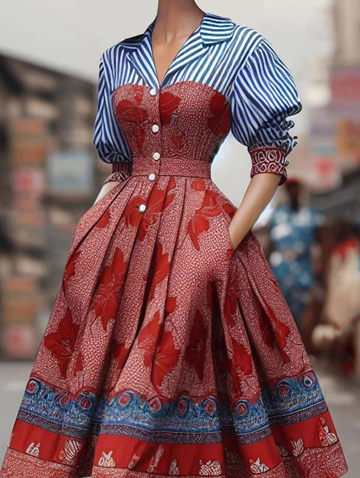 Elegant Striped Floral Patchwork