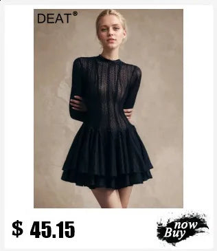 DEAT Fashion Slim Fit Sequins Neck Bow Tie Mini Dress Women's Patchwork Chic Backless Halter Dresses Summer New 7A5515