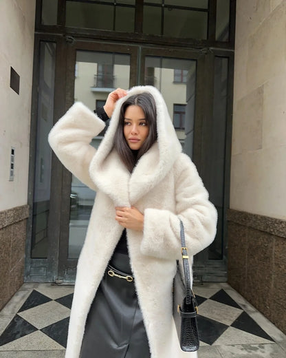Fur Hooded Long Jacket