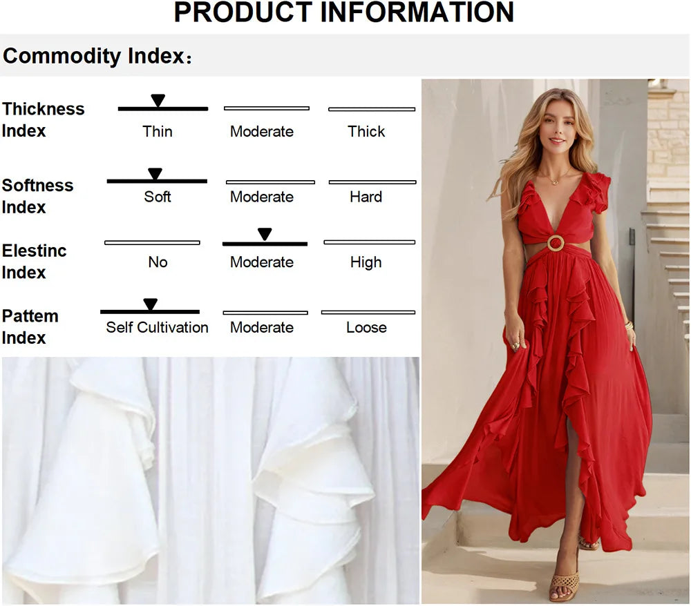 Slim Fit Backless V Neck Bohemian Dress