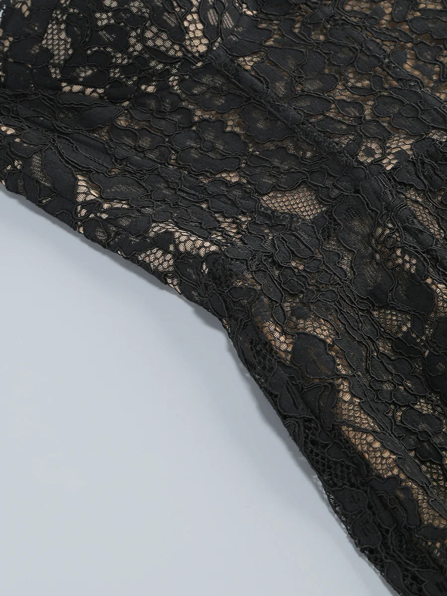 2025 Sexy See Through Lace Spaghetti Sleeveless Bodycon Long Dress Elegant Woman Party Vestido Celebrity Evening Party Outfit - Shellss