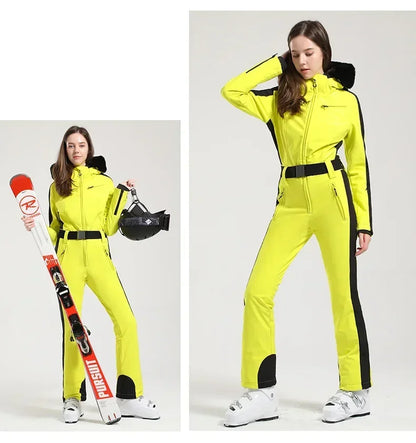 Women Slim Fit Skiing Suit Female Warm Snowboard Windproof Overalls Outdoor Waterproof Ski Jumpsuit Winter New One-Piece Clothes