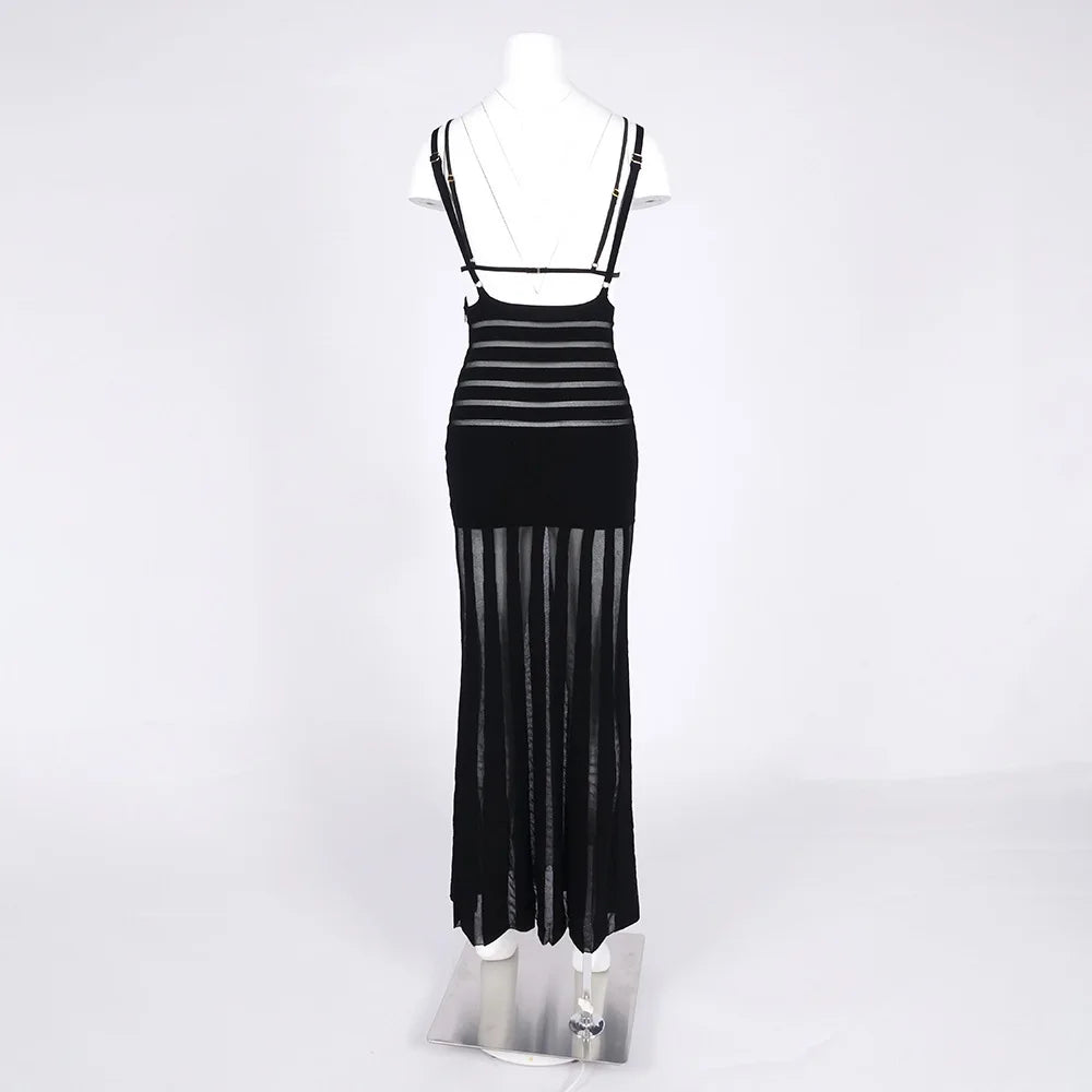 Semi Sheer Black Dress- Party Premium collection