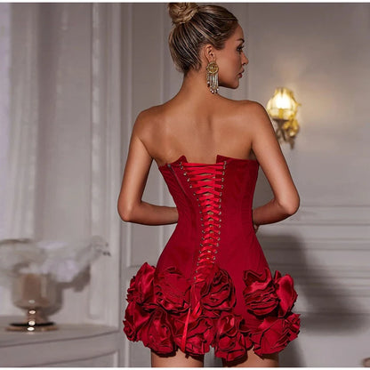 3D Flower Strapless Party skirt