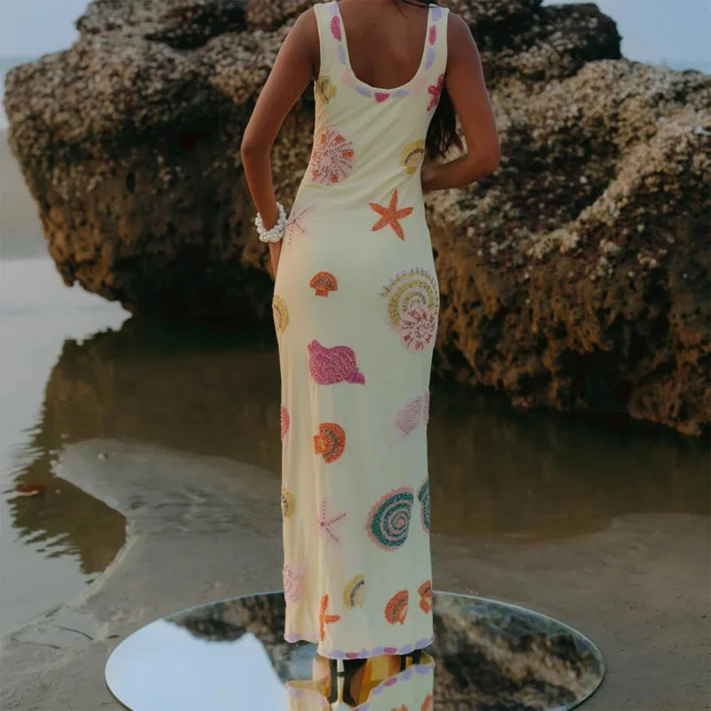 Starfish Shell Printed Long Dress