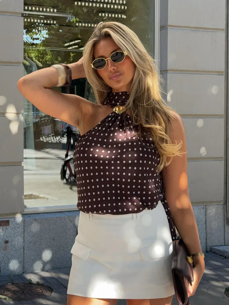 Backless Neck Halter Elegant Slim Party Top