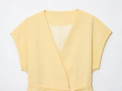 Butter yellow Wide-leg Pants Set