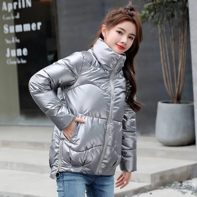 Winter Jacket Women Parkas Glossy Warm