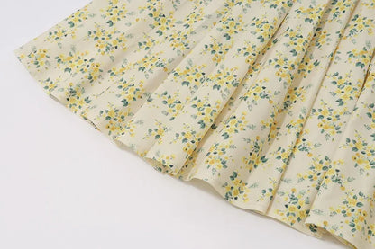 Yellow mini flowers V neck Mini