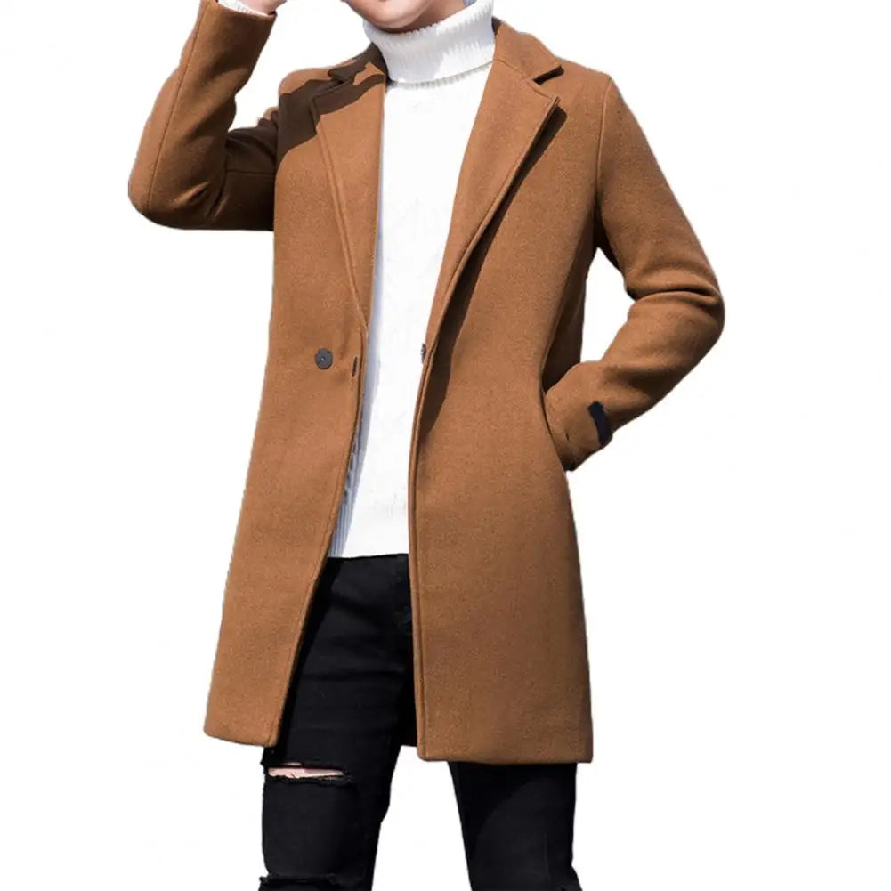 Men Trench Coat Autumn Woolen Trench Overcoat