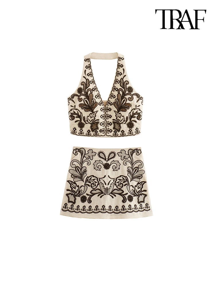 Backless V-Neck set