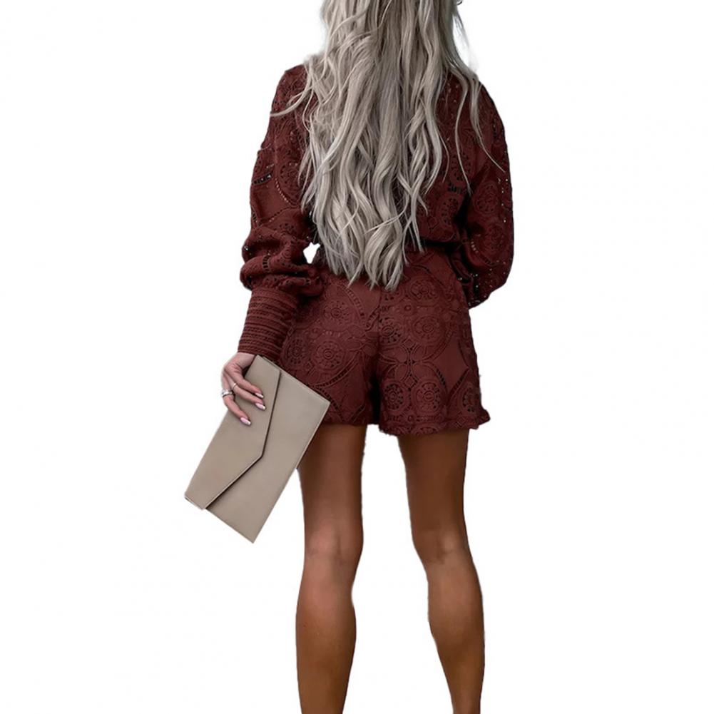 Elegant Lace Embroidered Blouse & Wide-Leg Shorts Set - Shellss
