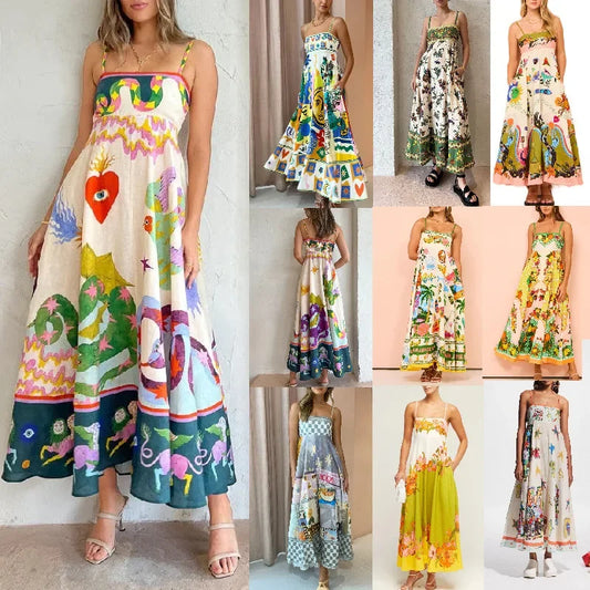 New Hot Sale of the Season – Printed Linen Maxi Dress (in 9 Colors)