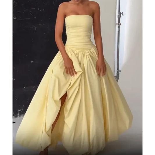 1 Butter Yellow Bubble Maxi dress