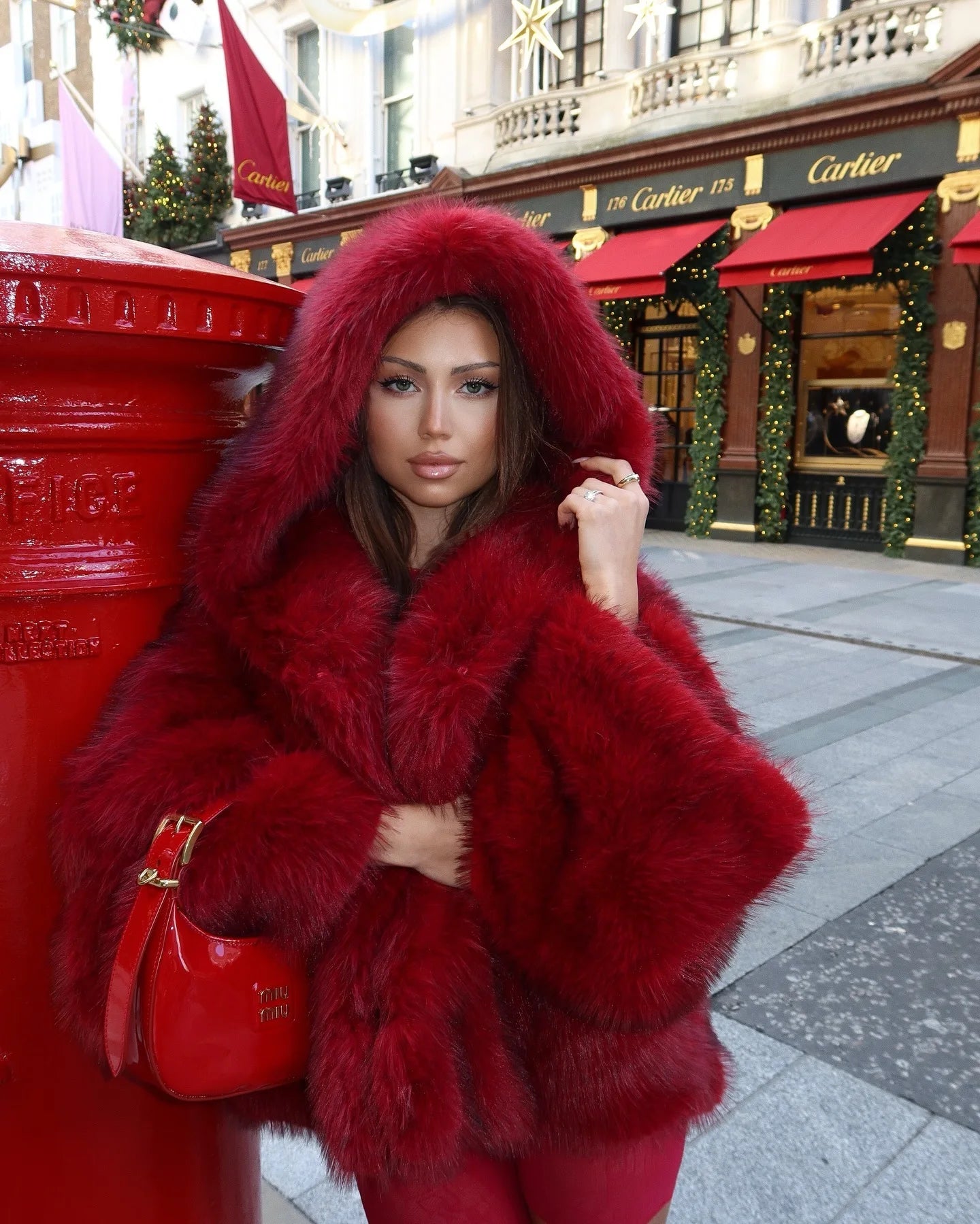 Solid Color Hooded faux Fur