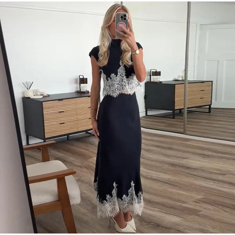 Zara Lace Set Navy Blue
