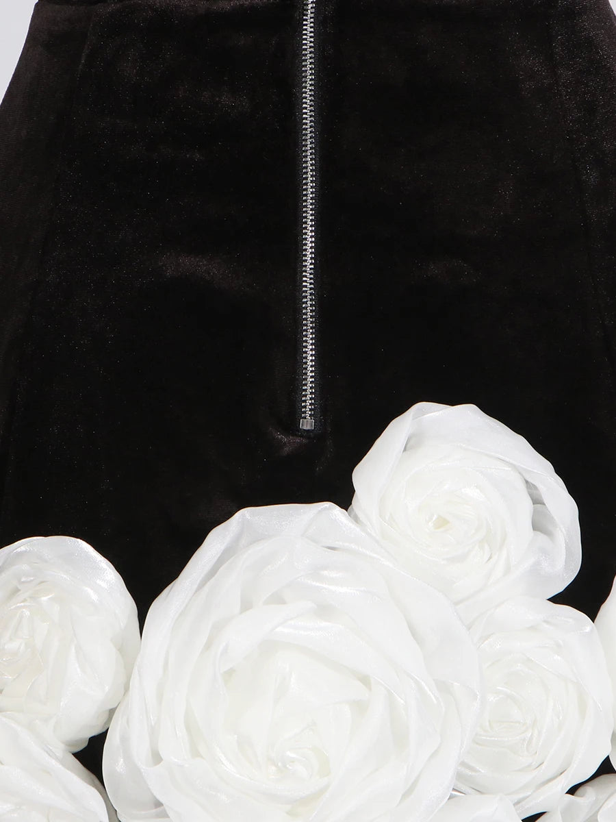 Gorgeous 3D Roses Strapless Party Dress