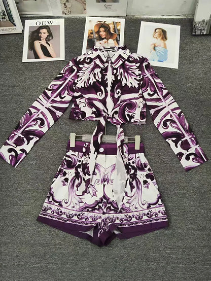 SS25 Latest Purple Majolica print Dolce Full Set
