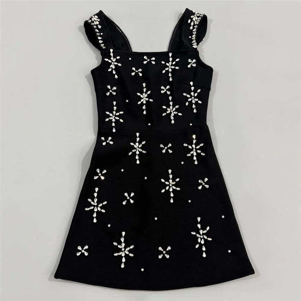 New women's luxurious diamond studded bandage dress sexy socialite banquet party evening dress short skirt medium long skirt