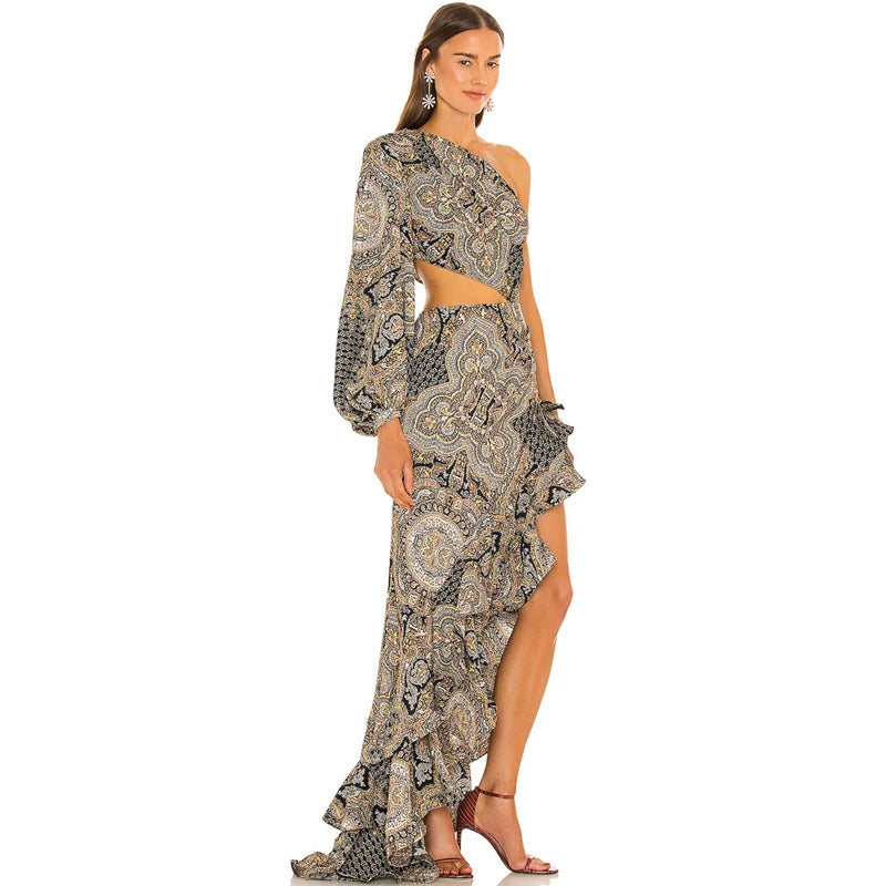 One-Shoulder cut out Sculpted Siren Dress