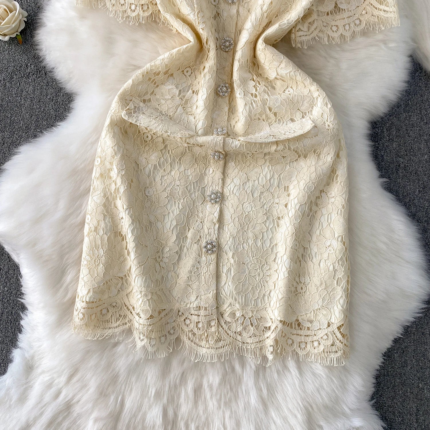 Selfportrait Buttons Diamonds Lace Dress